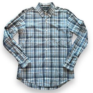 Ralph Lauren Mens Shirt Button Down Long Sleeves Custom Fit Plaid Blue Medium
